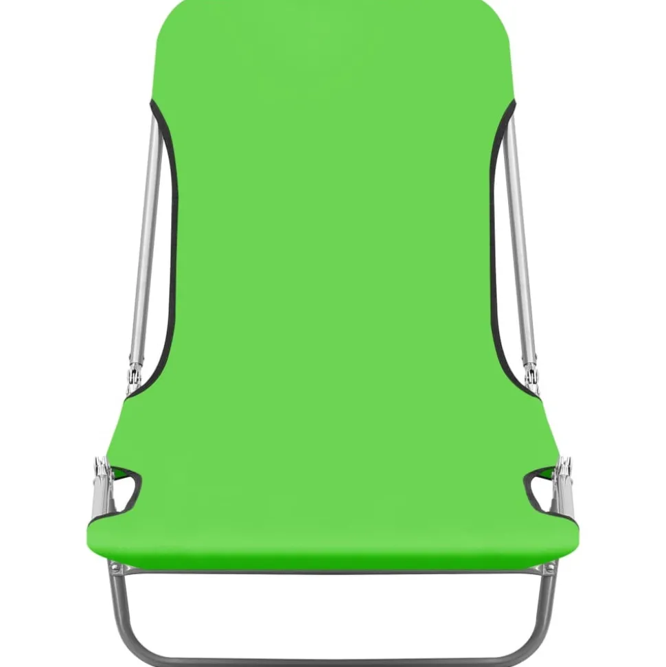 MAISON EXCLUSIVE - Chaises longues pliables lot de 2 acier et tissu vert
