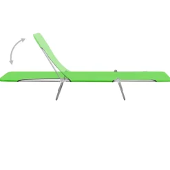 MAISON EXCLUSIVE - Chaises longues pliables lot de 2 acier et tissu vert