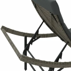 MAISON EXCLUSIVE - Chaises longues lot de 2 avec coussins gris résine tressée