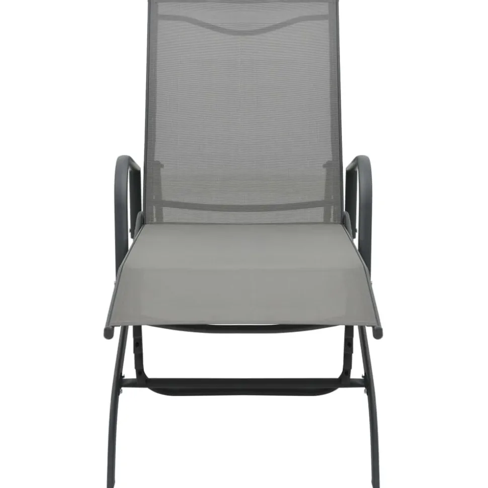MAISON EXCLUSIVE - Chaises longues lot de 2 avec table textilène et acier