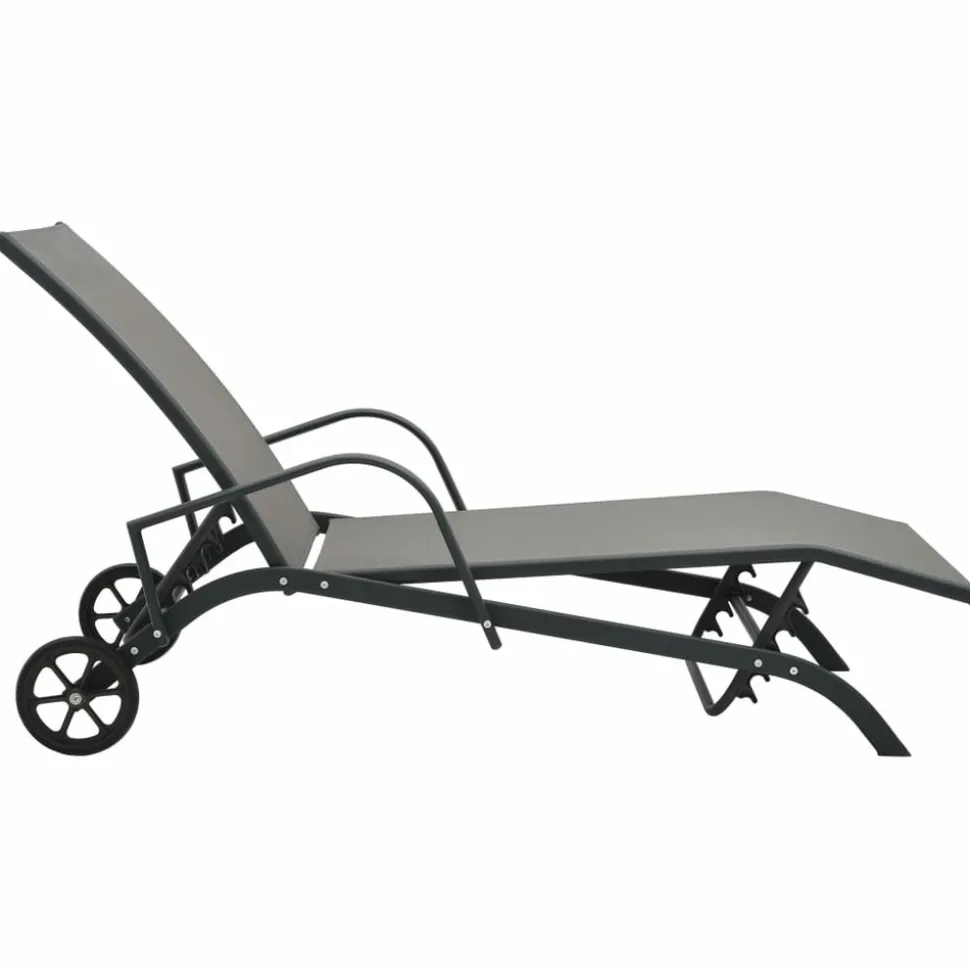 MAISON EXCLUSIVE - Chaises longues lot de 2 avec table textilène et acier