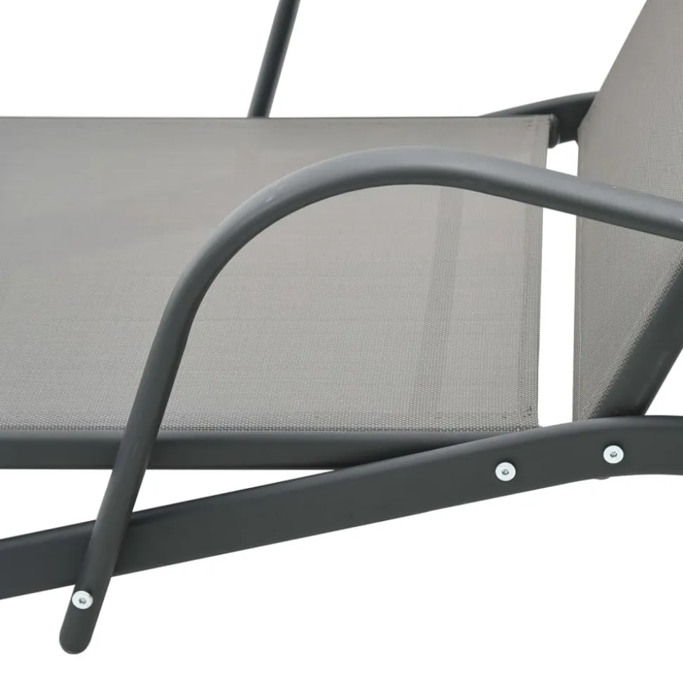 MAISON EXCLUSIVE - Chaises longues lot de 2 avec table textilène et acier