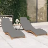 MAISON EXCLUSIVE - Chaises longues lot de 2 avec coussins bois massif de teck