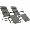 MAISON EXCLUSIVE - Chaises longues pliables 2 pcs avec repose-pied acier gris