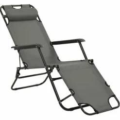 MAISON EXCLUSIVE - Chaises longues pliables 2 pcs avec repose-pied acier gris