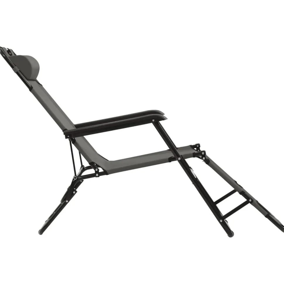 MAISON EXCLUSIVE - Chaises longues pliables 2 pcs avec repose-pied acier gris