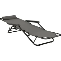 MAISON EXCLUSIVE - Chaises longues pliables 2 pcs avec repose-pied acier gris