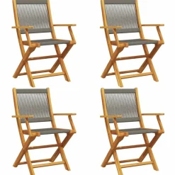 MAISON EXCLUSIVE - Chaises pliables de jardin 4 pcs gris bois d'acacia massif