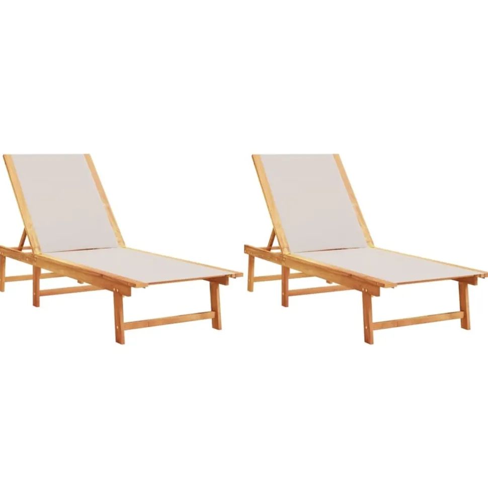 MAISON EXCLUSIVE - Chaises longues lot de 2 gris bois acacia solide et textilène
