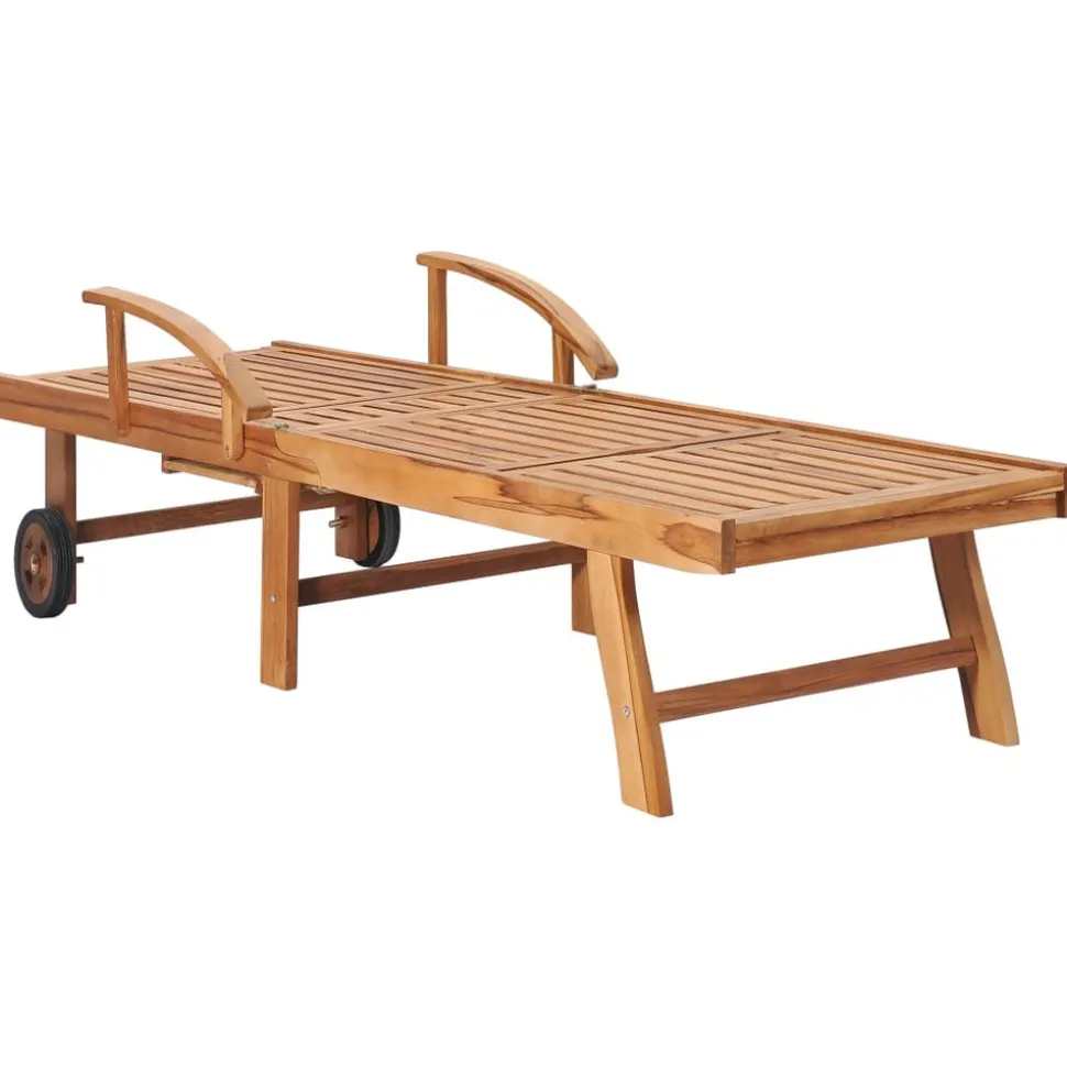 MAISON EXCLUSIVE - Chaises longues lot de 2 avec table et coussin bois teck solide