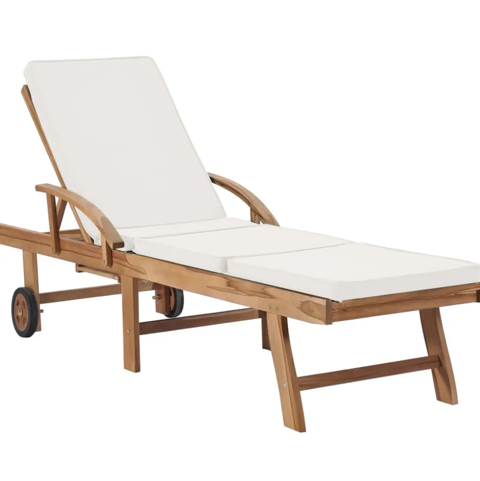 MAISON EXCLUSIVE - Chaises longues avec coussins 2 pcs bois de teck solide crème