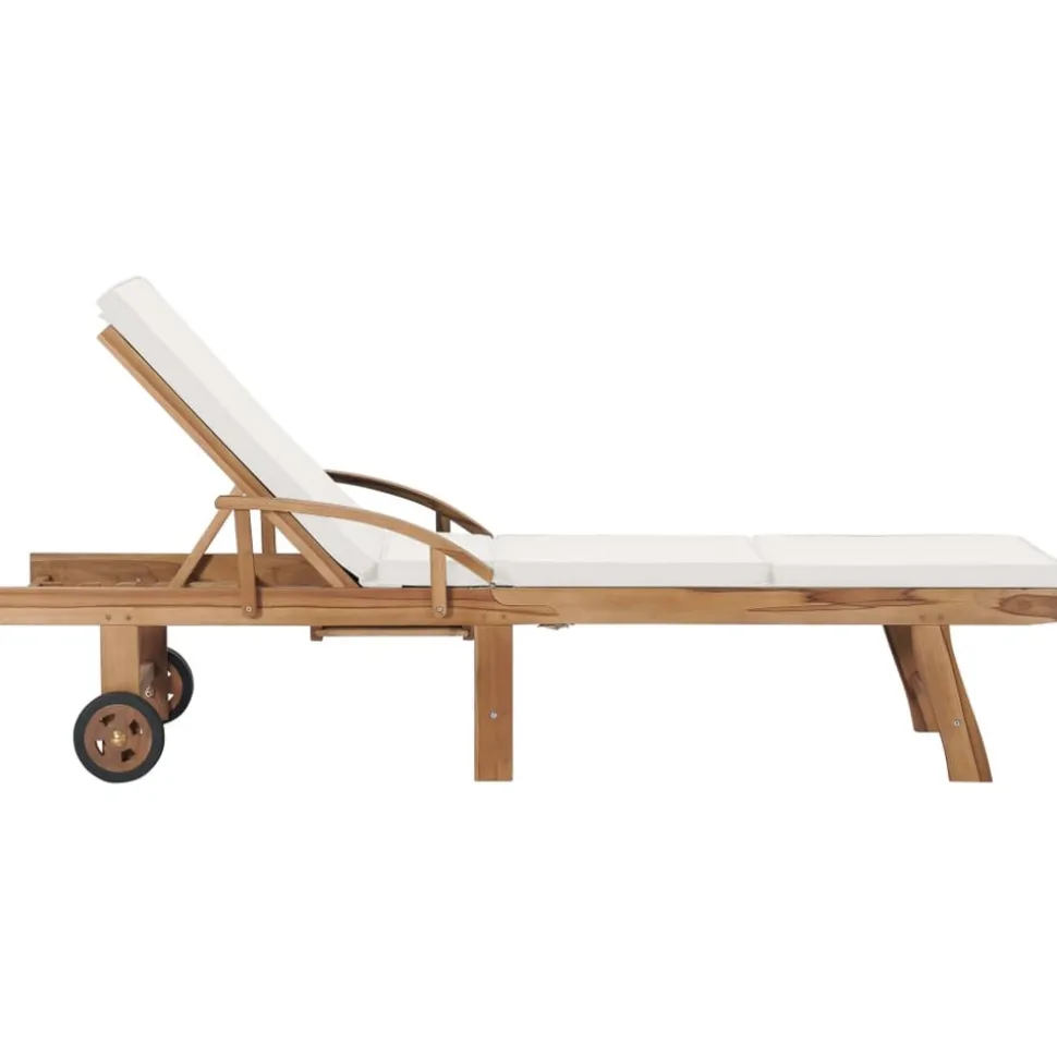MAISON EXCLUSIVE - Chaises longues avec coussins 2 pcs bois de teck solide crème