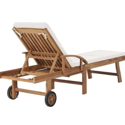 MAISON EXCLUSIVE - Chaises longues avec coussins 2 pcs bois de teck solide crème