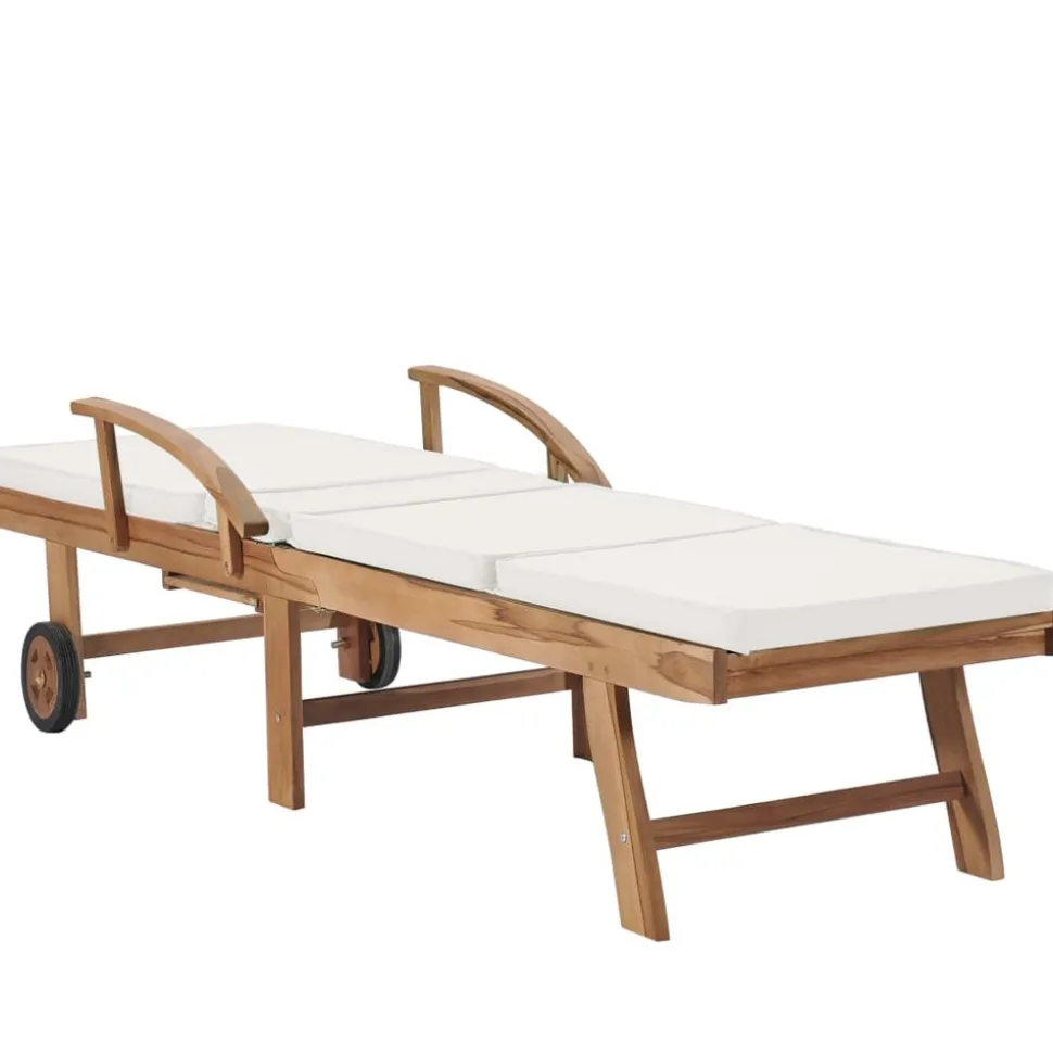 MAISON EXCLUSIVE - Chaises longues avec coussins 2 pcs bois de teck solide crème