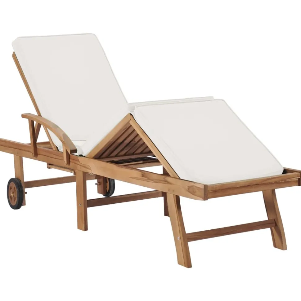MAISON EXCLUSIVE - Chaises longues avec coussins 2 pcs bois de teck solide crème