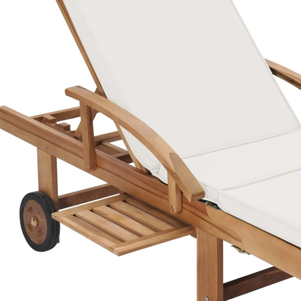 MAISON EXCLUSIVE - Chaises longues avec coussins 2 pcs bois de teck solide crème