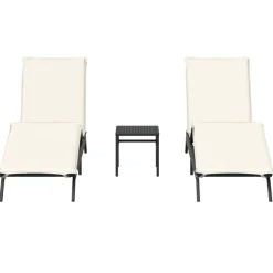 MAISON EXCLUSIVE - Chaises longues lot de 2 avec table noir résine tressée