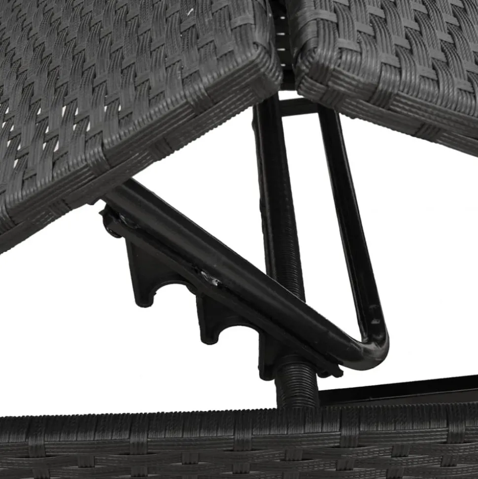 MAISON EXCLUSIVE - Chaises longues lot de 2 avec table noir résine tressée