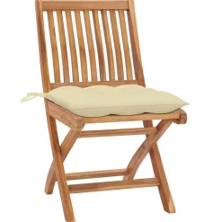 MAISON EXCLUSIVE - Chaises de jardin lot de 2 et coussins blanc crème teck massif