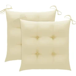 MAISON EXCLUSIVE - Chaises de jardin lot de 2 et coussins blanc crème teck massif
