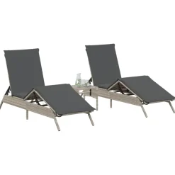MAISON EXCLUSIVE - Chaises longues lot de 2 avec table gris clair résine tressée