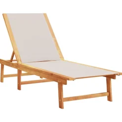 MAISON EXCLUSIVE - Chaises longues lot de 2 table gris bois d'acacia et textilène