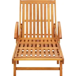 MAISON EXCLUSIVE - Chaises longues lot de 2 avec table et coussins acacia solide