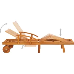 MAISON EXCLUSIVE - Chaises longues lot de 2 avec table et coussins acacia solide