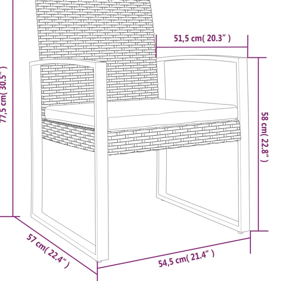 MAISON EXCLUSIVE - Chaises à manger de jardin lot de 2 noir rotin pp