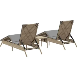 MAISON EXCLUSIVE - Chaises longues lot de 2 avec table beige résine tressée
