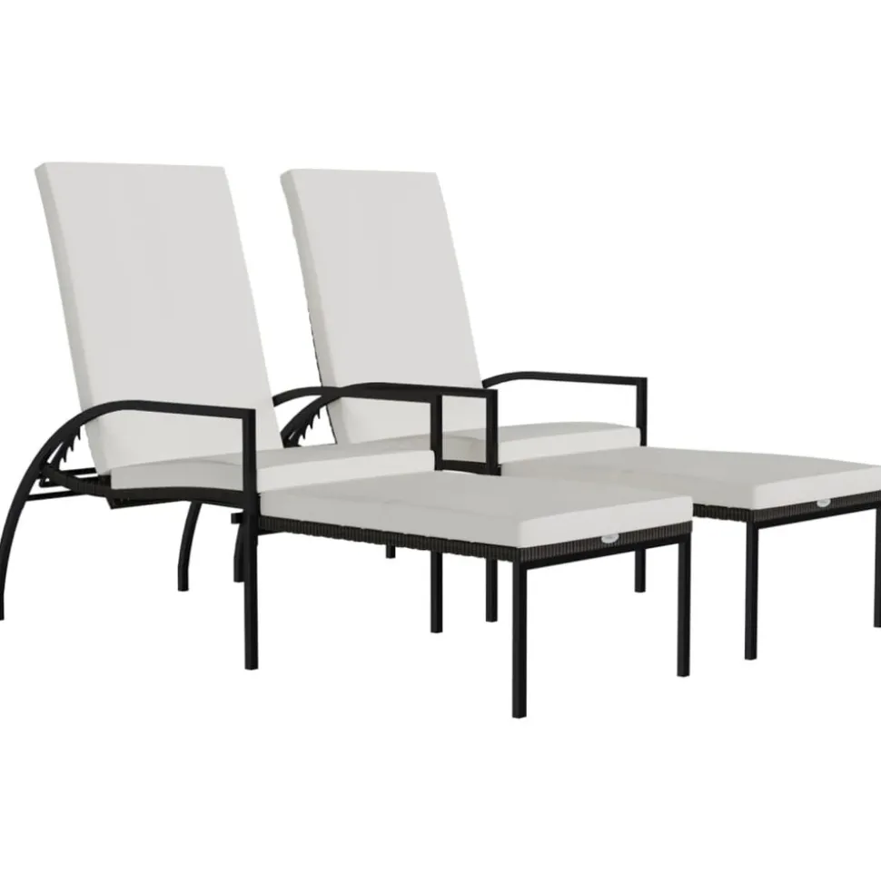 MAISON EXCLUSIVE - Chaises longues avec repose-pied 2 pcs résine tressée marron