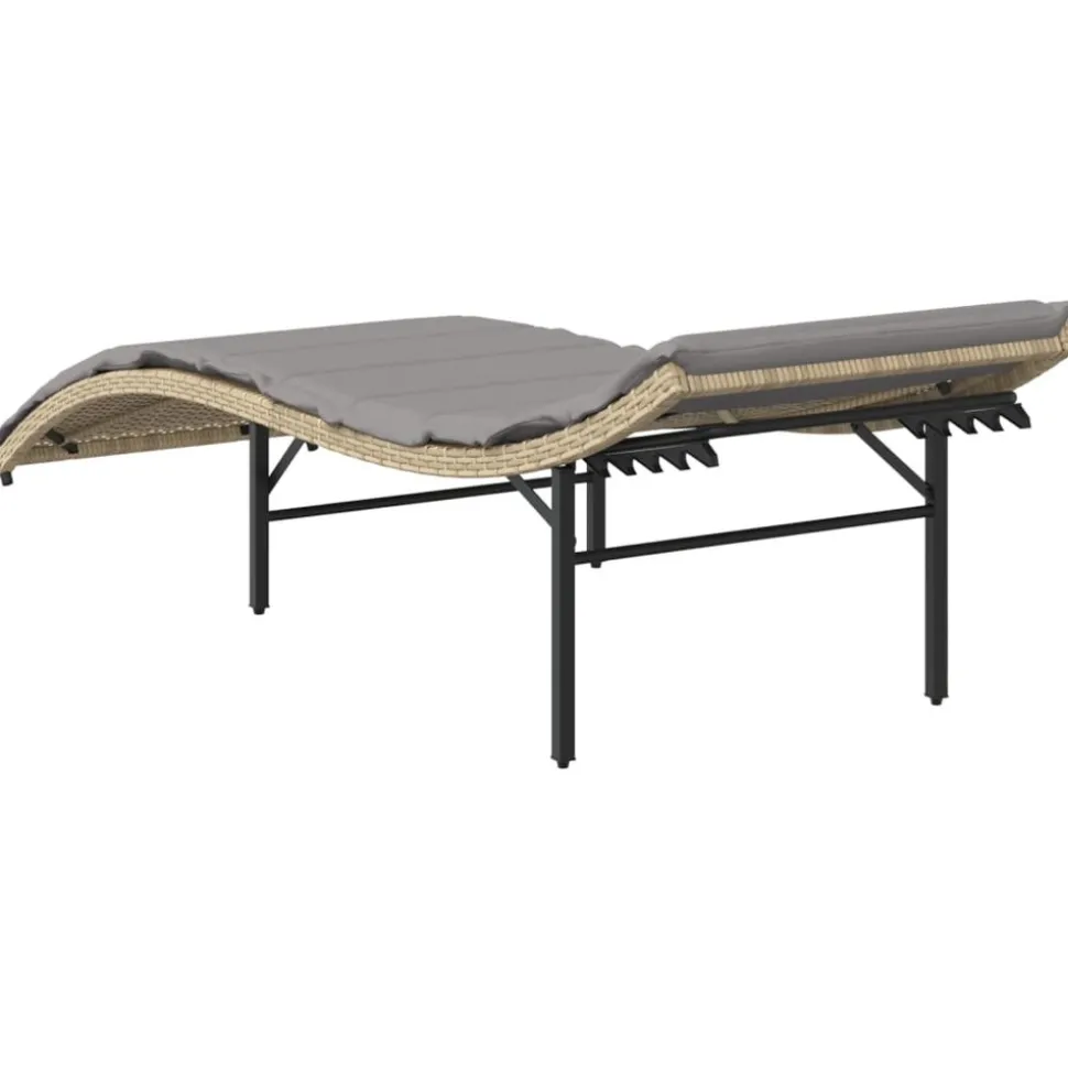 MAISON EXCLUSIVE - Chaises longues lot de 2 avec coussins beige résine tressée