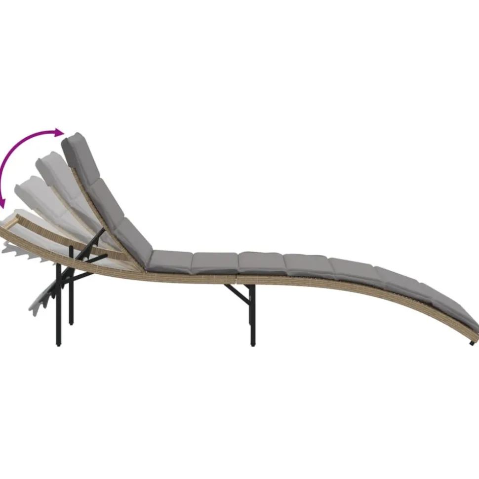 MAISON EXCLUSIVE - Chaises longues lot de 2 avec coussins beige résine tressée