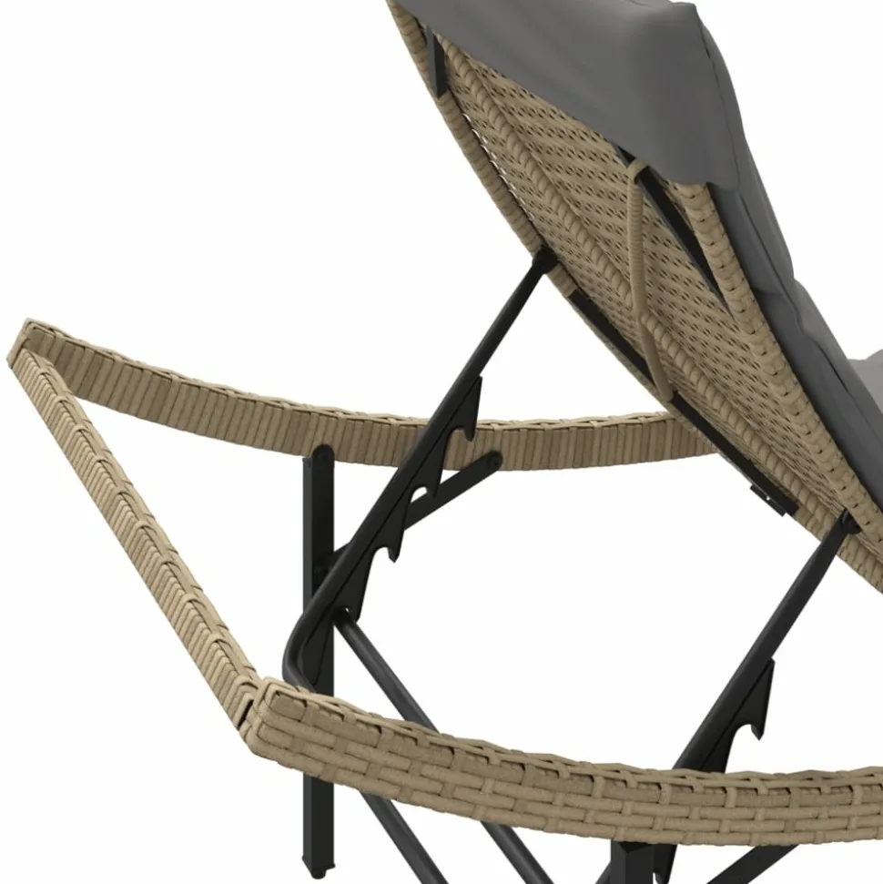 MAISON EXCLUSIVE - Chaises longues lot de 2 avec coussins beige résine tressée
