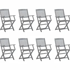 MAISON EXCLUSIVE - Chaises pliables d'extérieur lot de 8 et coussins bois d'acacia
