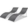 MAISON EXCLUSIVE - Chaises longues lot de 2 noir et gris