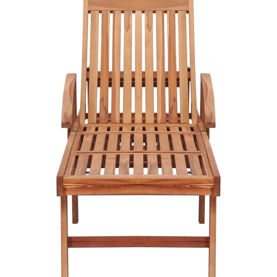 MAISON EXCLUSIVE - Chaises longues lot de 2 et coussin carreaux rouge teck solide