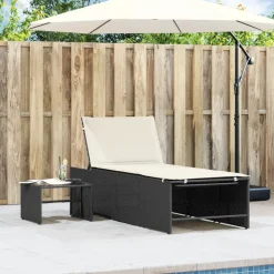 MAISON EXCLUSIVE - Chaises longues modulaires 2 pièces avec table en résine tressée noire