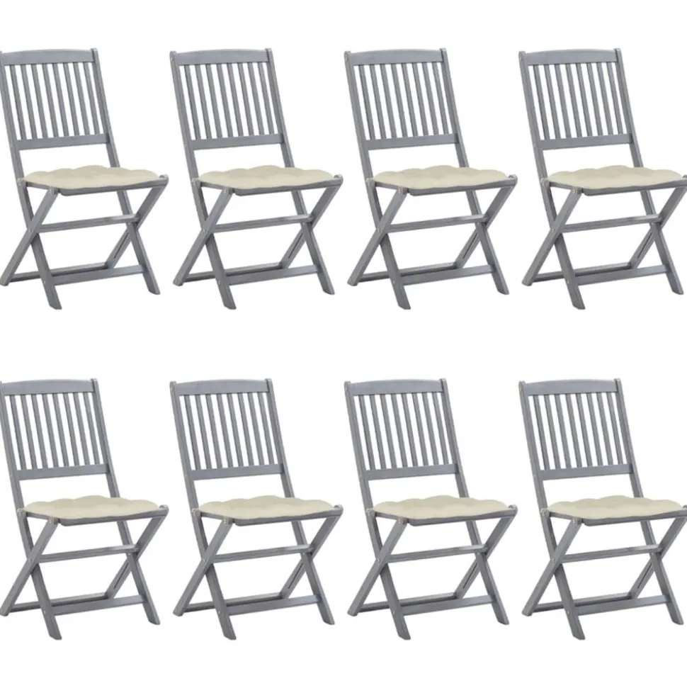 MAISON EXCLUSIVE - Chaises pliables d'extérieur lot de 8 et coussins bois d'acacia