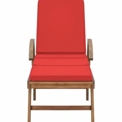 MAISON EXCLUSIVE - Chaises longues avec coussins 2 pcs bois de teck solide rouge