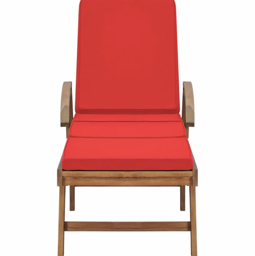 MAISON EXCLUSIVE - Chaises longues avec coussins 2 pcs bois de teck solide rouge