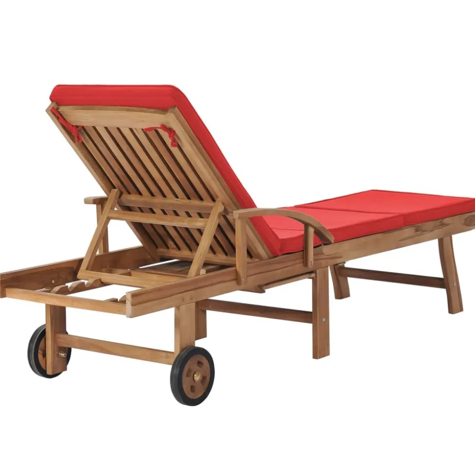 MAISON EXCLUSIVE - Chaises longues avec coussins 2 pcs bois de teck solide rouge