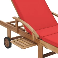 MAISON EXCLUSIVE - Chaises longues avec coussins 2 pcs bois de teck solide rouge