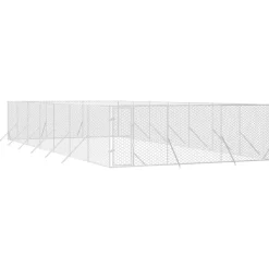 MAISON EXCLUSIVE - Chenil d'extérieur pour chiens argenté 6x14x2 m acier galvanisé