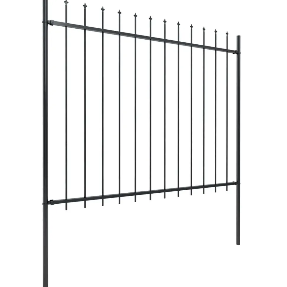 MAISON EXCLUSIVE - Clôture de jardin avec dessus en forme de lance en acier 1603,5 x 150 cm noir