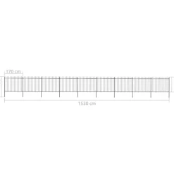 MAISON EXCLUSIVE - Clôture de jardin avec dessus en forme de lance en acier 1603,5 x 150 cm noir