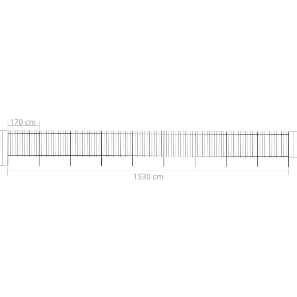 MAISON EXCLUSIVE - Clôture de jardin avec dessus en forme de lance en acier 1603,5 x 150 cm noir