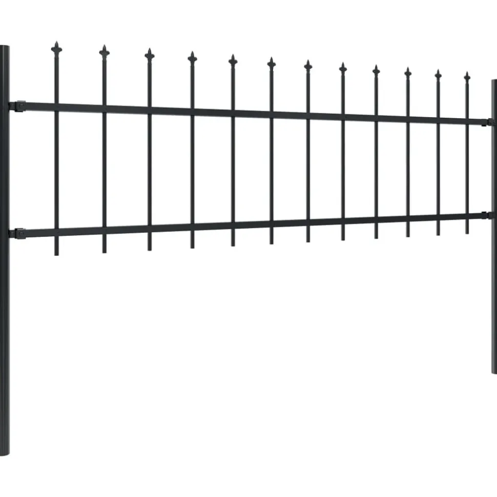 MAISON EXCLUSIVE - Clôture de jardin avec dessus en forme de lance en acier 1781,5 x 60 cm noir