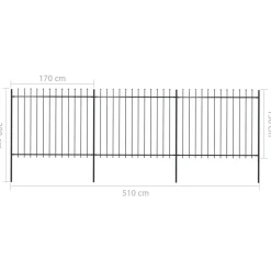 MAISON EXCLUSIVE - Clôture de jardin avec dessus en forme de lance en acier 537 x 150 cm noir