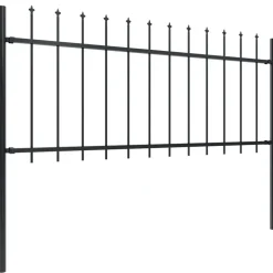 MAISON EXCLUSIVE - Clôture de jardin avec dessus en forme de lance en acier 714,5 x 80 cm noir